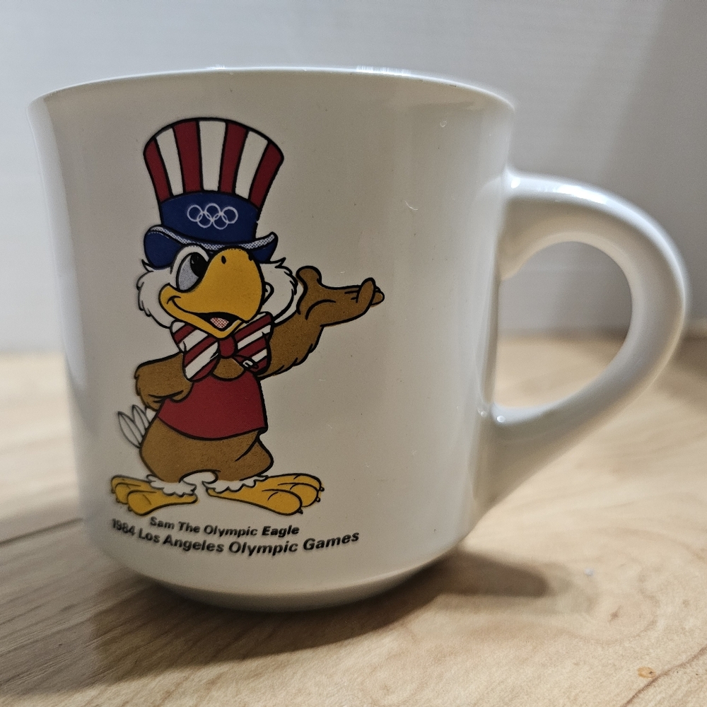 Vintage Papel 1984 Los Angeles Olympic Games Coffee Mug Cup Sam the Eagle White